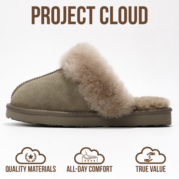 Project Cloud | "Henka" Shearling Slippers for Women | Clogs & Mules | Memory Foam | Non-Slip