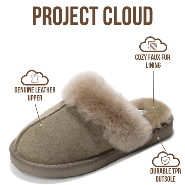 Project Cloud | "Henka" Shearling Slippers for Women | Clogs & Mules | Memory Foam | Non-Slip