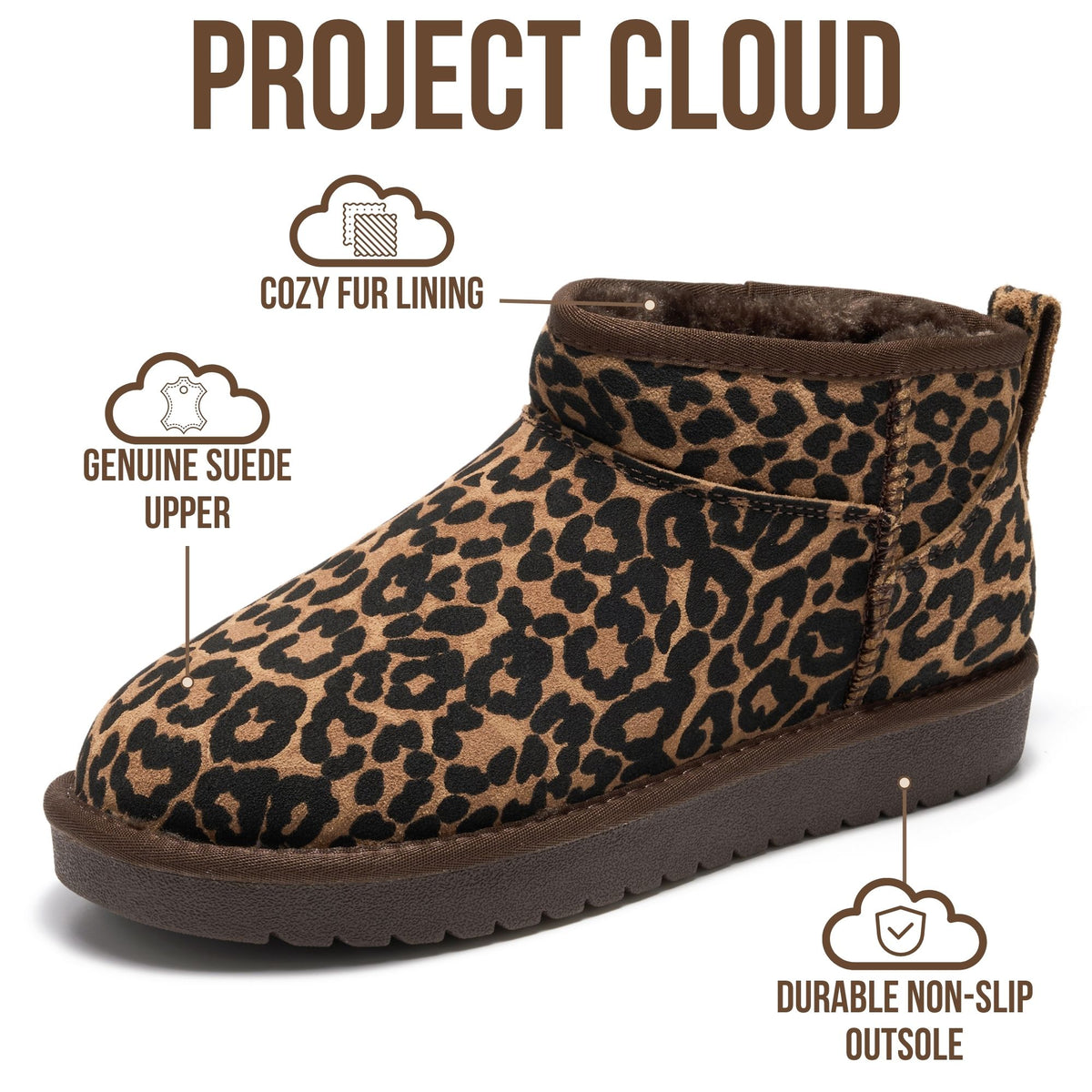 Botines de mujer Project Cloud | 100 % ante auténtico | Resistentes al agua | ProjectPlush | Ligeros | Antideslizantes - Hippy