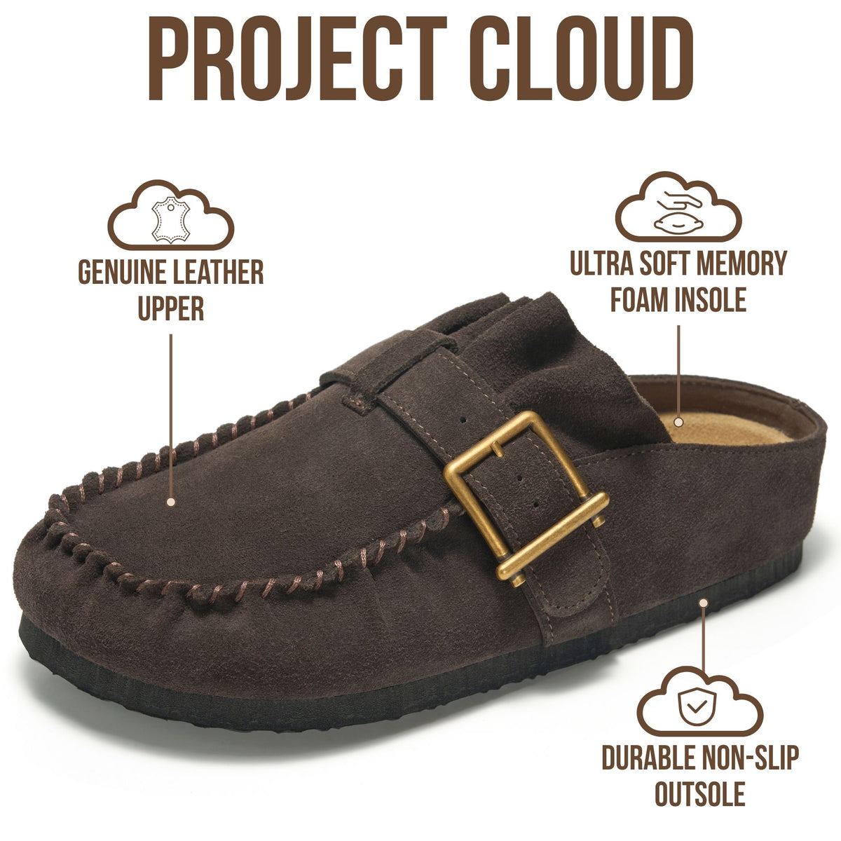 Project Cloud Women's | 100% Genuine Leather Clogs for Women | Memory Foam | Lightweight | Non-Slip - Holland