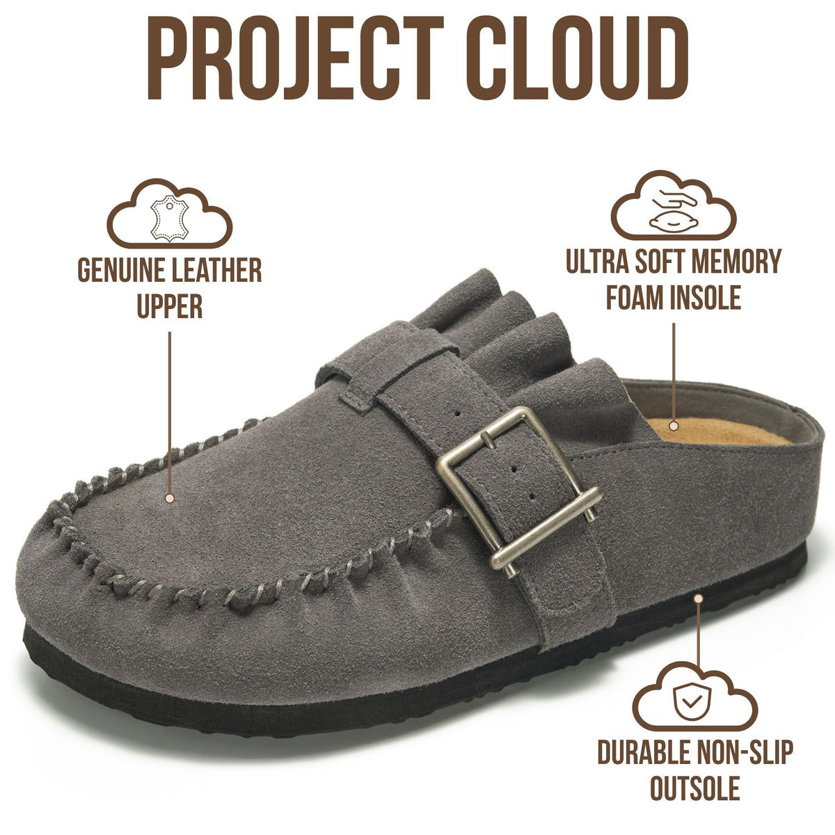 Project Cloud Women's | 100% Genuine Leather Clogs for Women | Memory Foam | Lightweight | Non-Slip - Holland