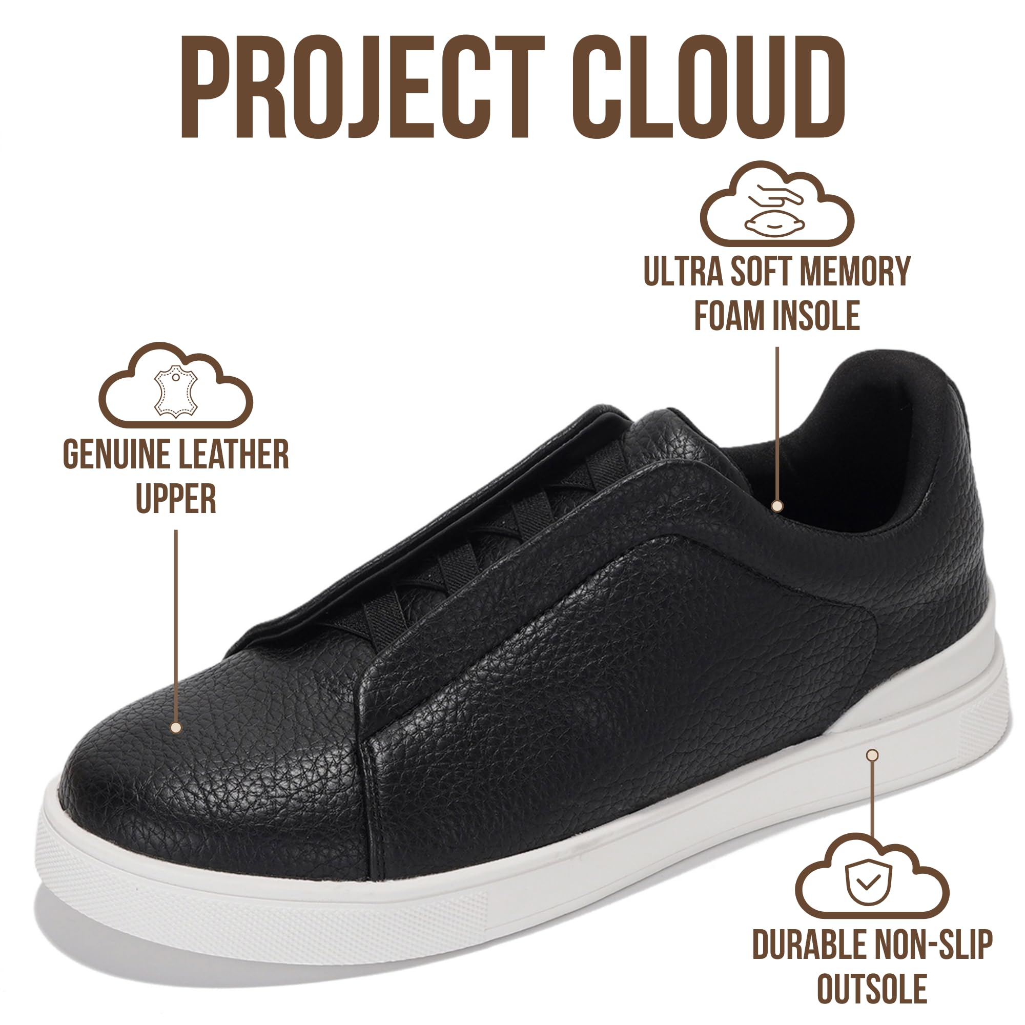 Project Cloud Men's | Slip-On Sneakers for Men | Memory Foam Insole | Lightweight | Non-Slip - Hudson