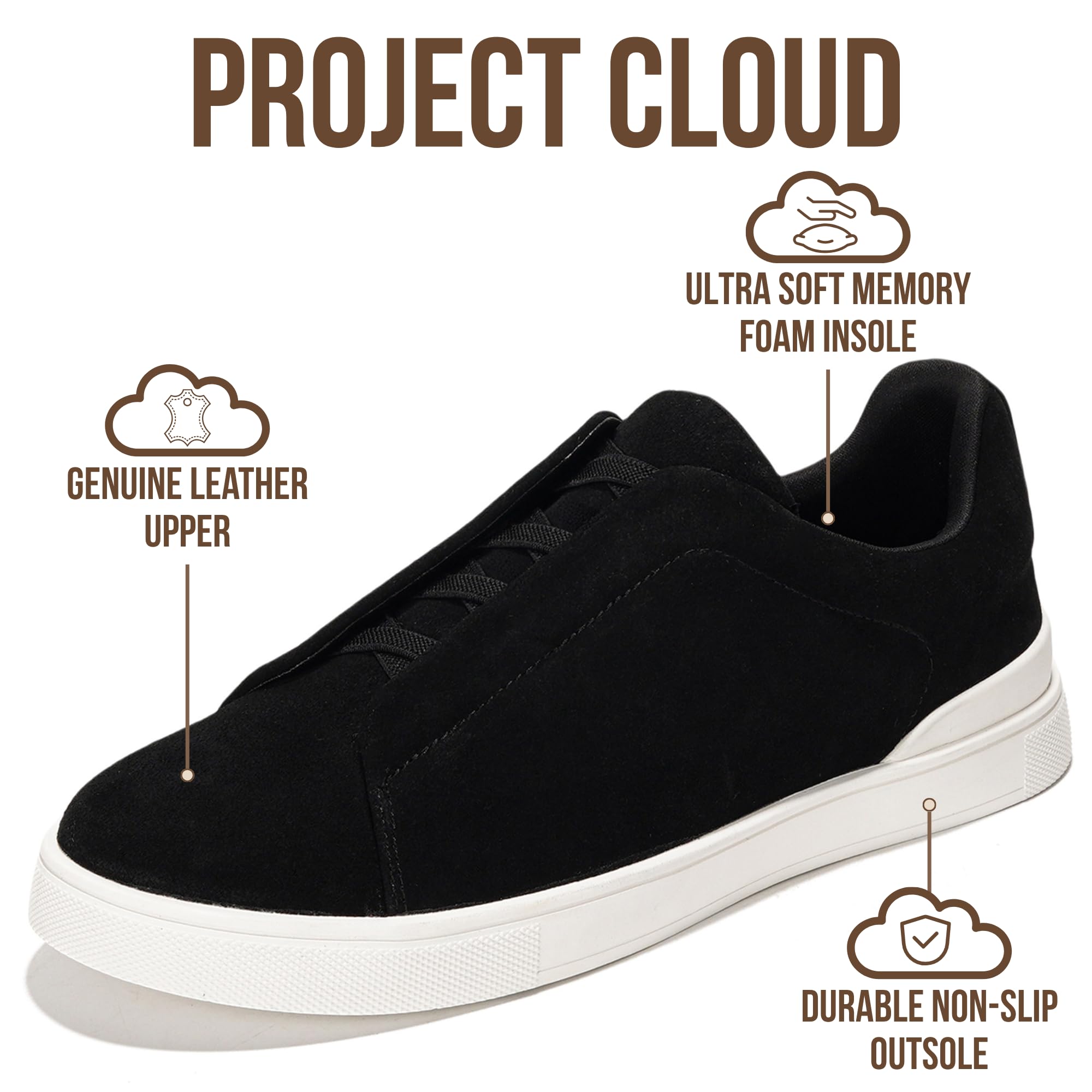 Project Cloud Men's | Slip-On Sneakers for Men | Memory Foam Insole | Lightweight | Non-Slip - Hudson