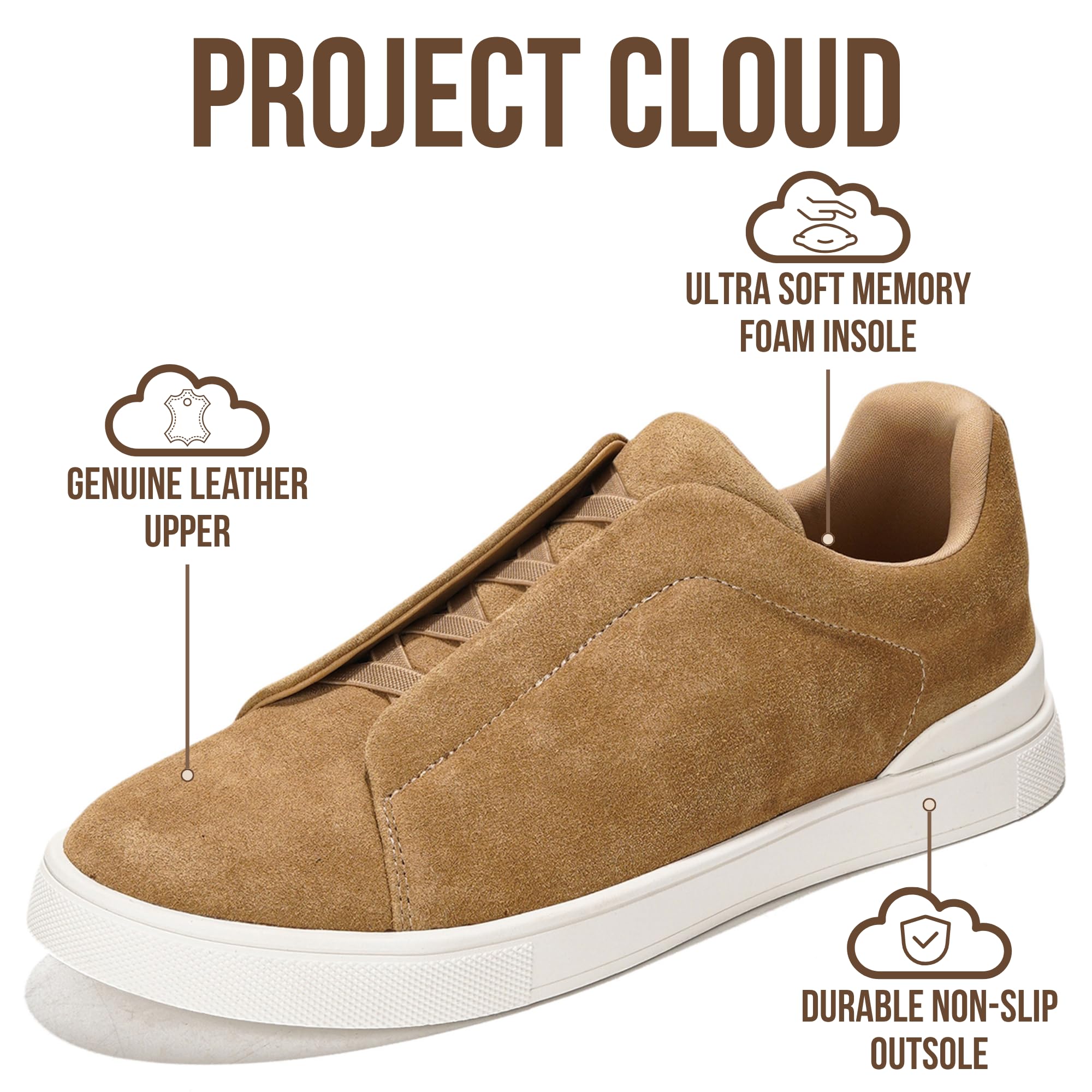 Project Cloud Men's | Slip-On Sneakers for Men | Memory Foam Insole | Lightweight | Non-Slip - Hudson