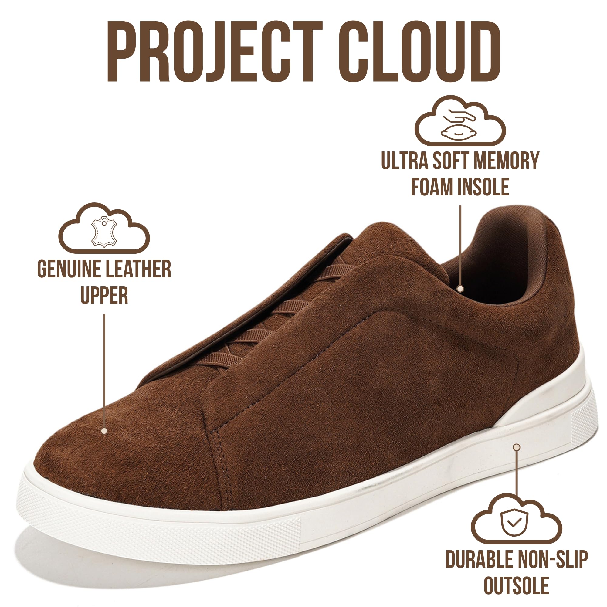 Project Cloud Men's | Slip-On Sneakers for Men | Memory Foam Insole | Lightweight | Non-Slip - Hudson