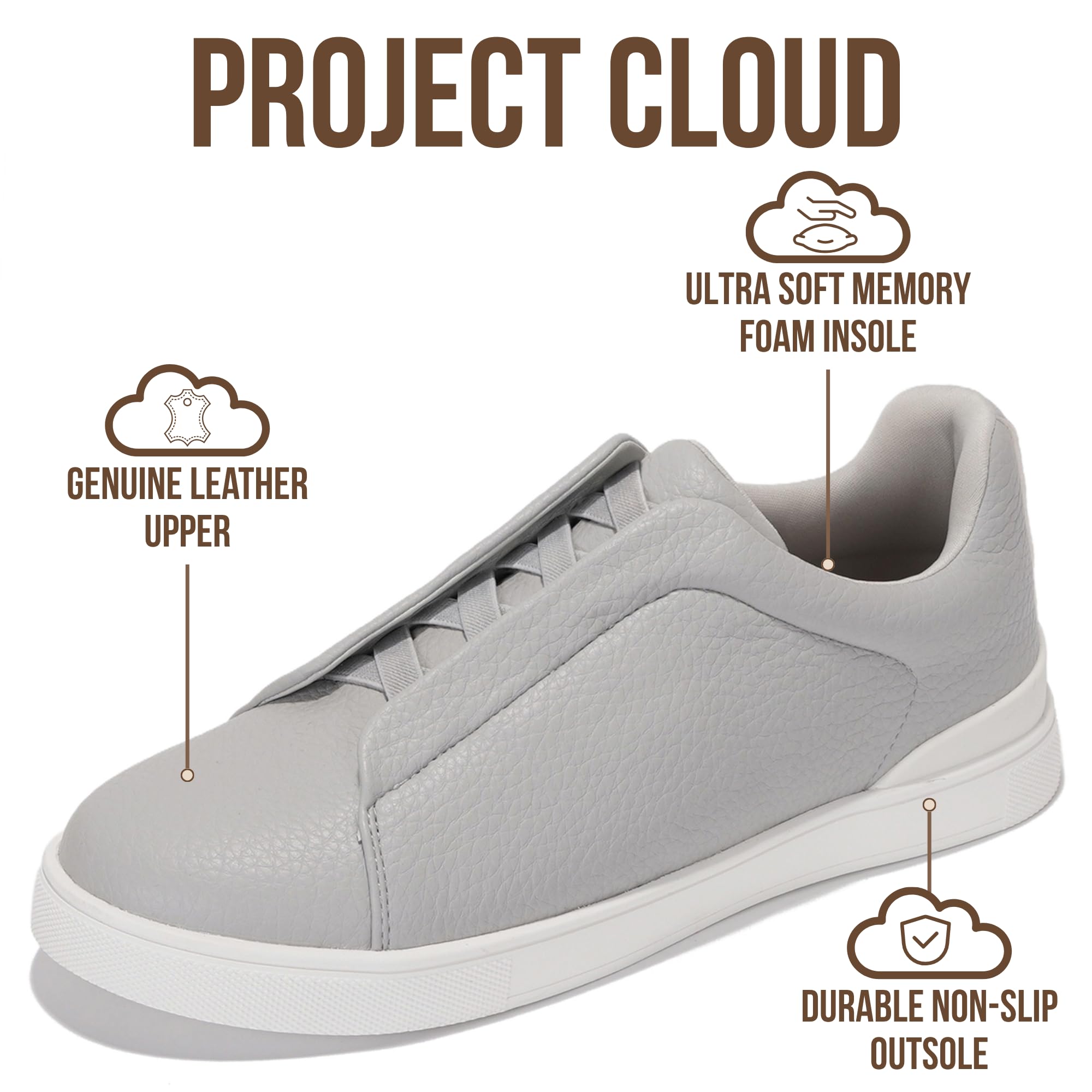 Project Cloud Men's | Slip-On Sneakers for Men | Memory Foam Insole | Lightweight | Non-Slip - Hudson