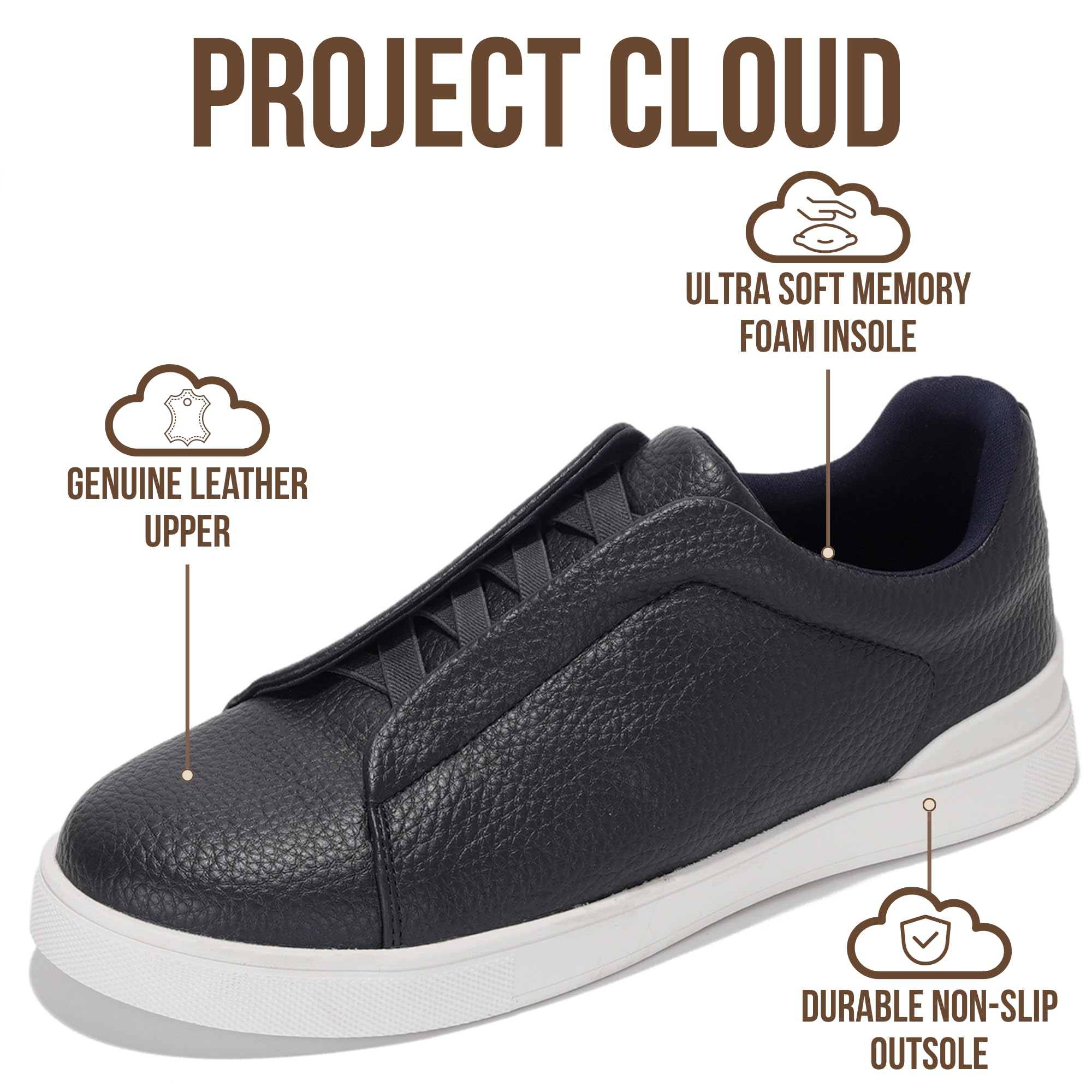 Project Cloud Men's | Slip-On Sneakers for Men | Memory Foam Insole | Lightweight | Non-Slip - Hudson