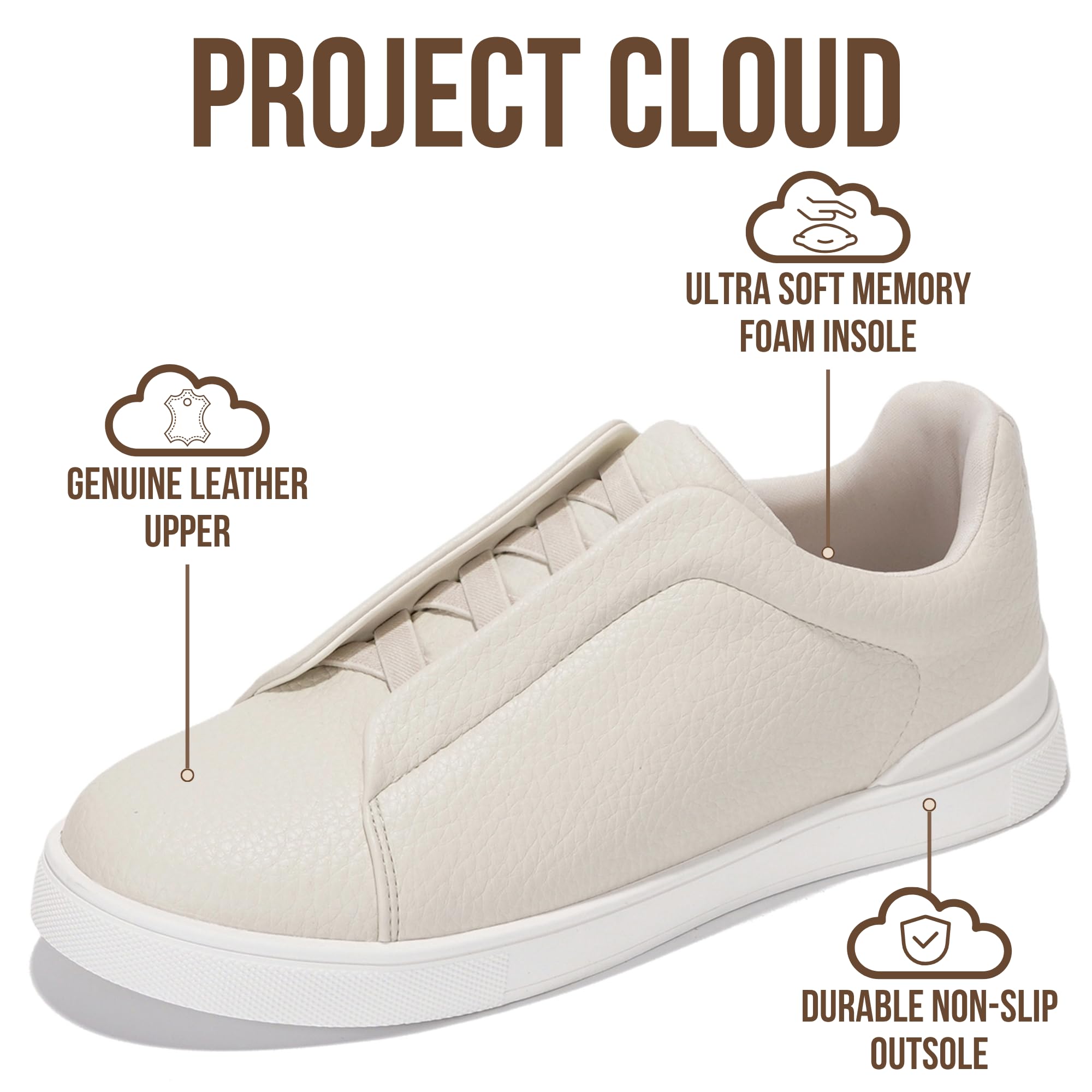 Project Cloud Men's | Slip-On Sneakers for Men | Memory Foam Insole | Lightweight | Non-Slip - Hudson