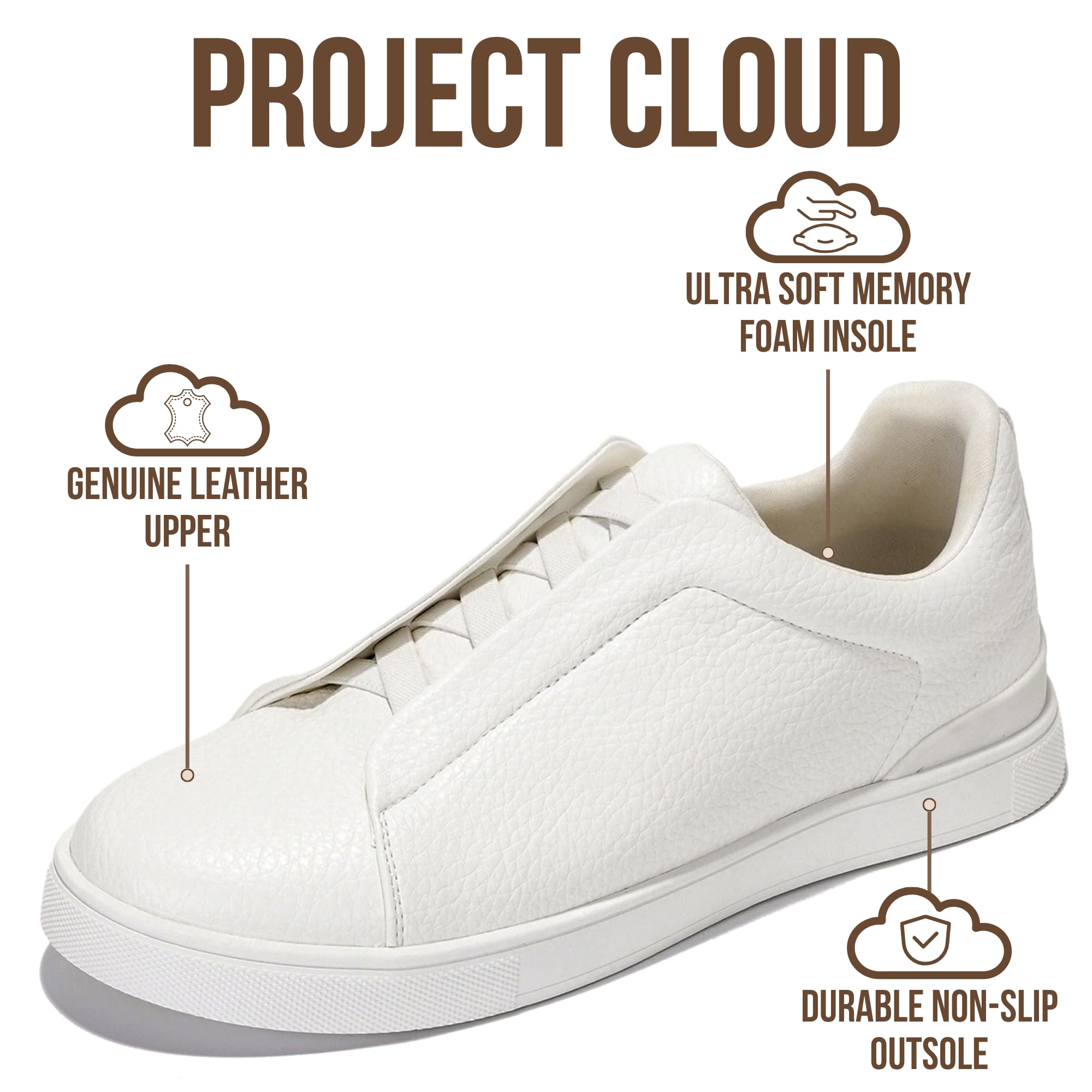 Project Cloud Men's | Slip-On Sneakers for Men | Memory Foam Insole | Lightweight | Non-Slip - Hudson