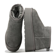 100% Genuine Suede Leather Ankle Boots for Women, Memory Foam Insole Platform Boots Lightweight Winter Boots (Huggy)