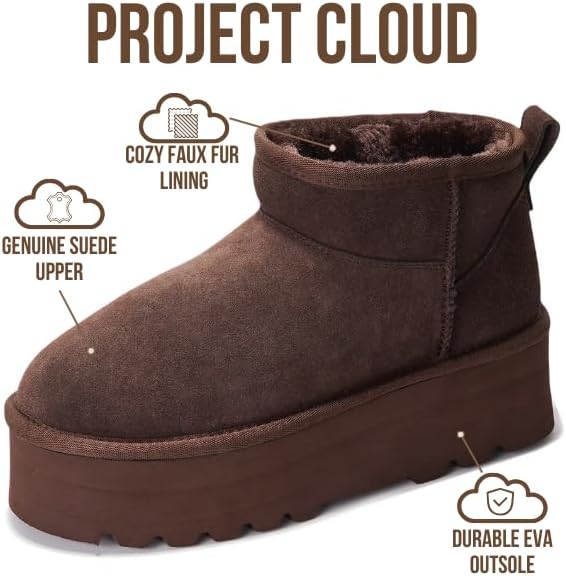 Project Cloud | "Huggy" 100% Genuine Suede Leather Ankle Boots for Women | Memory Foam | Lightweight | Non-Slip