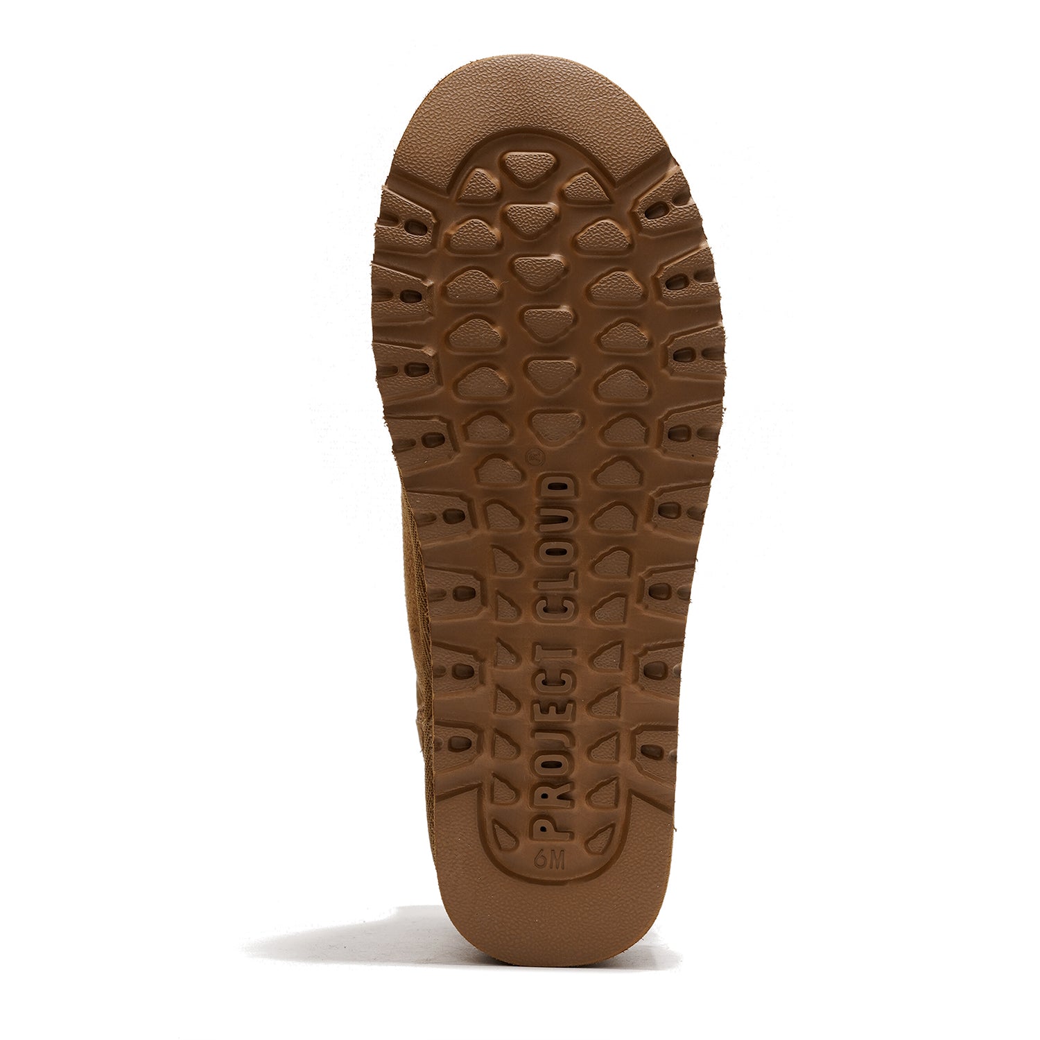 Project Cloud Huggy boots sole, brown natural rubber, grip pattern for winter boots.