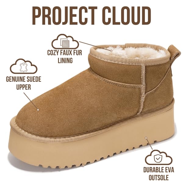 Project Cloud | "Huggy" 100% Genuine Suede Leather Ankle Boots for Women | Memory Foam | Lightweight | Non-Slip