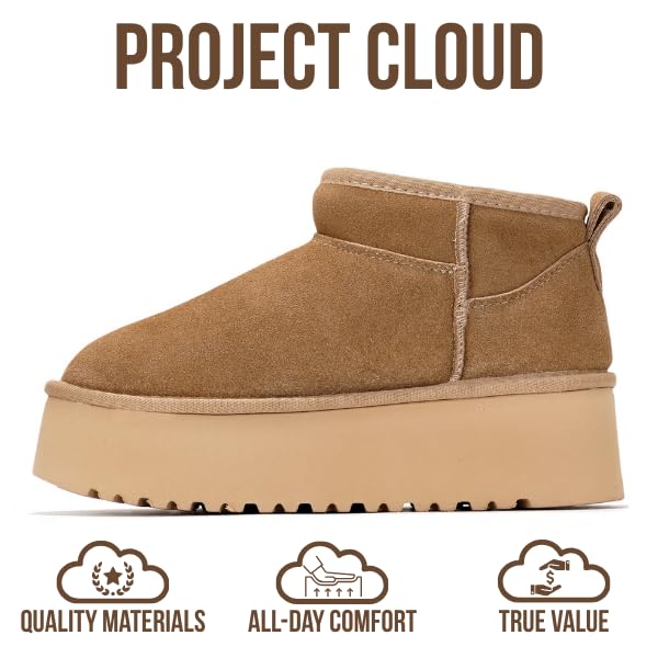 Project Cloud | "Huggy" 100% Genuine Suede Leather Ankle Boots for Women | Memory Foam | Lightweight | Non-Slip