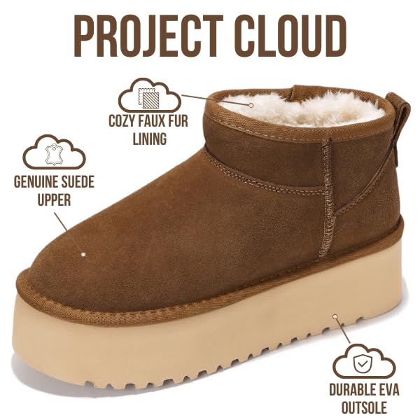 Project Cloud | "Huggy" 100% Genuine Suede Leather Ankle Boots for Women | Memory Foam | Lightweight | Non-Slip