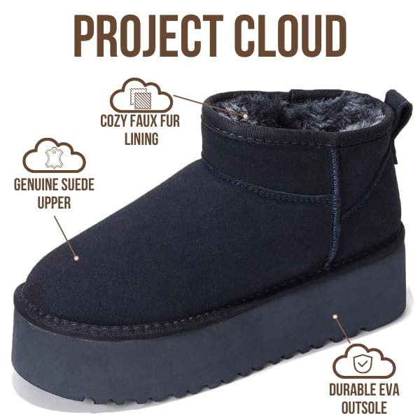 Project Cloud | "Huggy" 100% Genuine Suede Leather Ankle Boots for Women | Memory Foam | Lightweight | Non-Slip