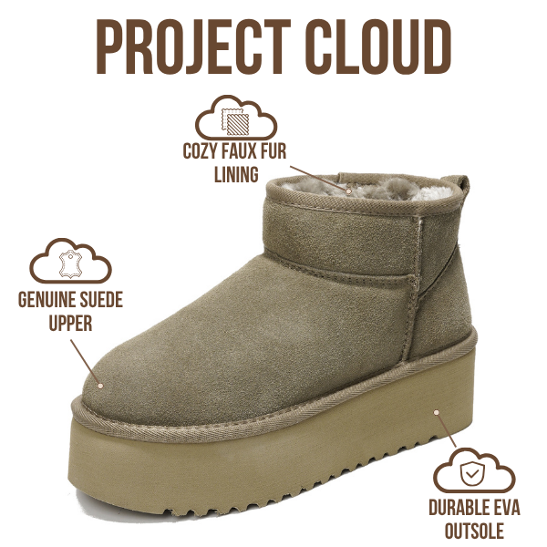 Project Cloud | "Huggy" 100% Genuine Suede Leather Ankle Boots for Women | Memory Foam | Lightweight | Non-Slip