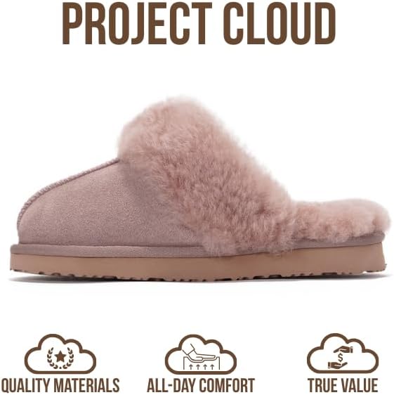 Project Cloud | "Henka" Shearling Slippers for Women | Clogs & Mules | Memory Foam | Non-Slip