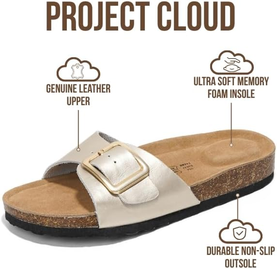 Project Cloud Women's | Genuine Leather Sandals for Women | Memory Foam | Lightweight | Non-Slip - Ibiza - Project Cloud - Sandals -Shop Project Cloud premium footwear Now!