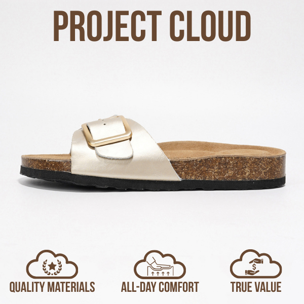 Project Cloud | "Ibiza" Genuine Leather Sandals for Women | Memory Foam | Lightweight | Non-Slip