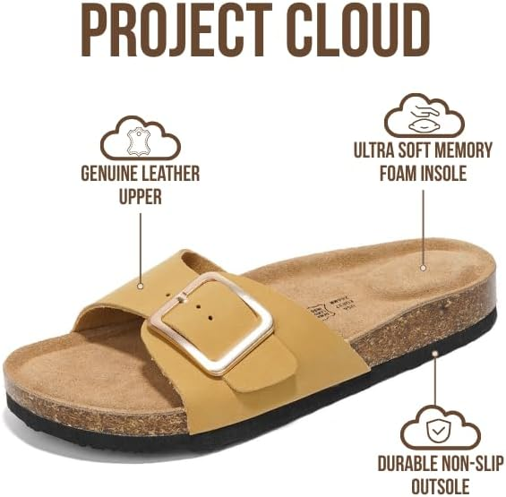 Project Cloud Women's | Genuine Leather Sandals for Women | Memory Foam | Lightweight | Non-Slip - Ibiza - Project Cloud - Sandals -Shop Project Cloud premium footwear Now!