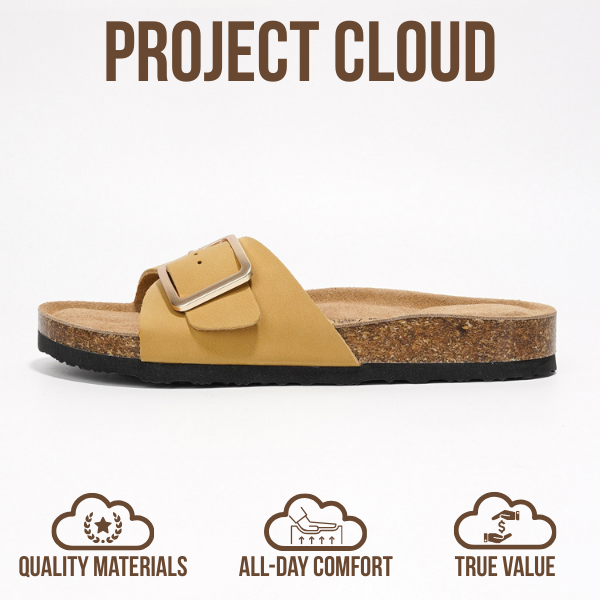 Project Cloud | "Ibiza" Genuine Leather Sandals for Women | Memory Foam | Lightweight | Non-Slip