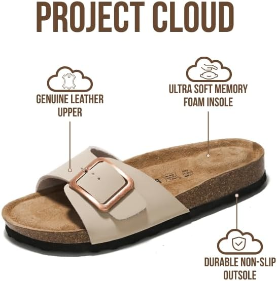 Project Cloud Women's | Genuine Leather Sandals for Women | Memory Foam | Lightweight | Non-Slip - Ibiza - Project Cloud - Sandals -Shop Project Cloud premium footwear Now!