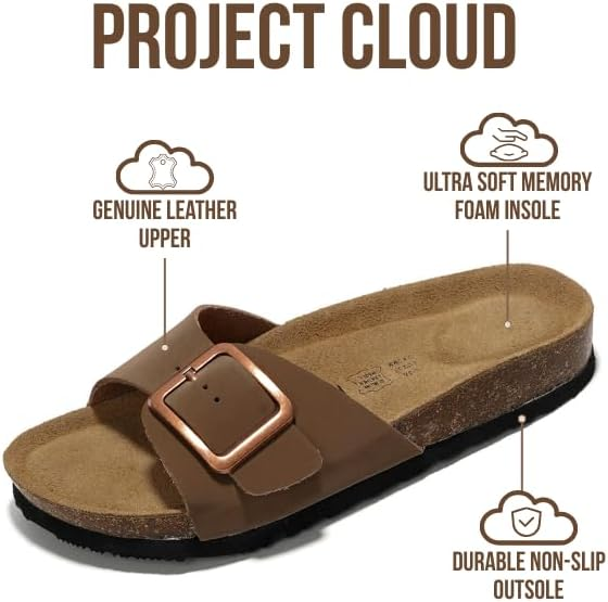 Project Cloud Women's | Genuine Leather Sandals for Women | Memory Foam | Lightweight | Non-Slip - Ibiza - Project Cloud - Sandals -Shop Project Cloud premium footwear Now!