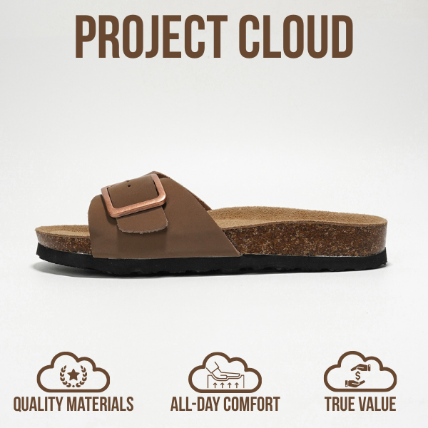 Project Cloud | "Ibiza" Genuine Leather Sandals for Women | Memory Foam | Lightweight | Non-Slip
