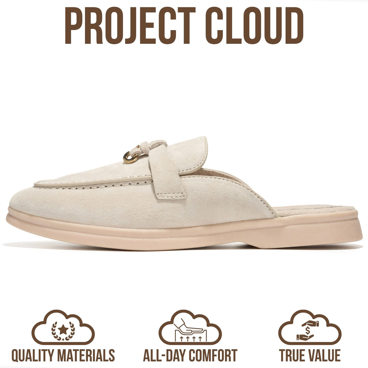 Project Cloud Women's | 100% Genuine Leather Mules | Memory Foam Insole | Lightweight | Non-Slip - Illustrious