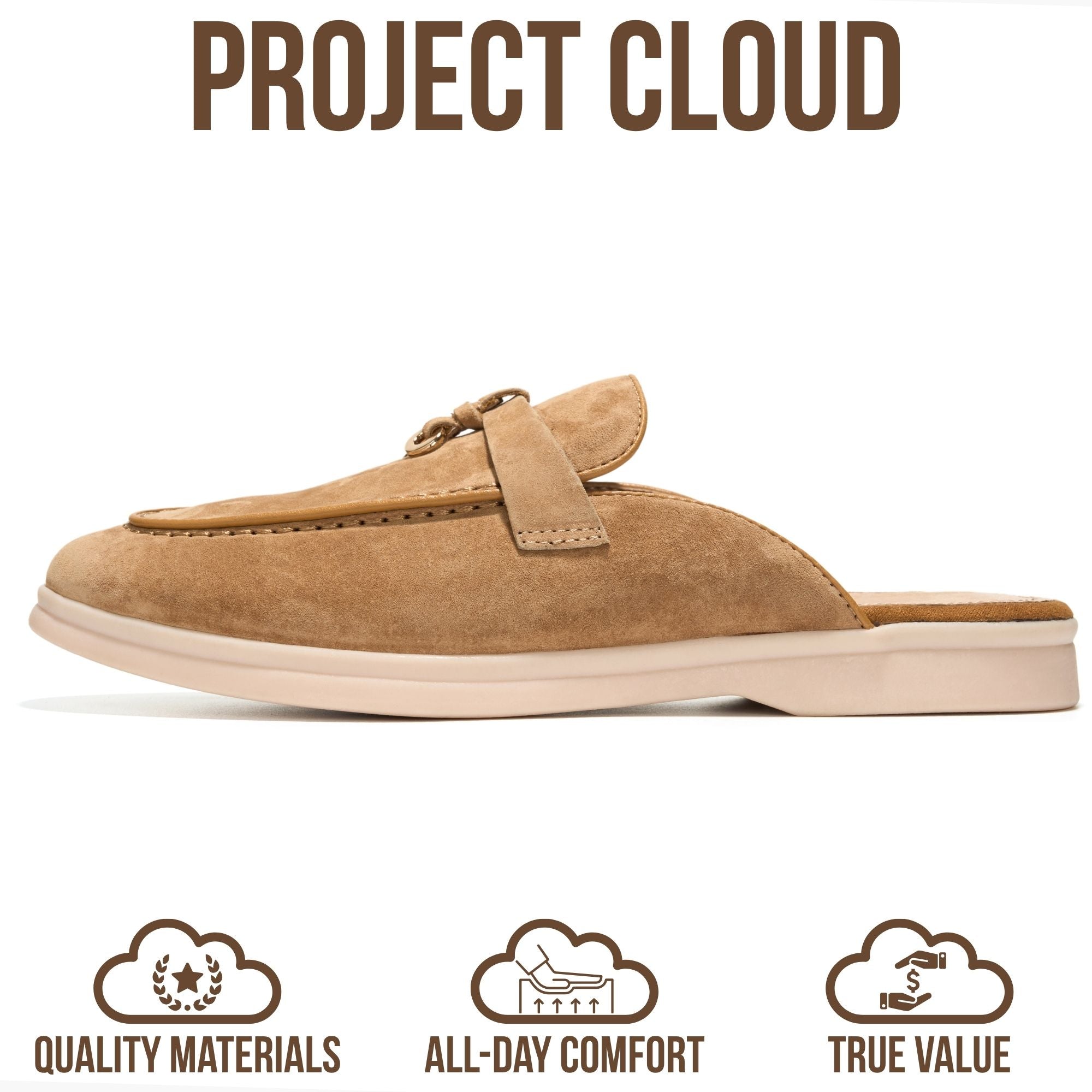 Project Cloud Women's | 100% Genuine Leather Mules | Memory Foam Insole | Lightweight | Non-Slip - Illustrious