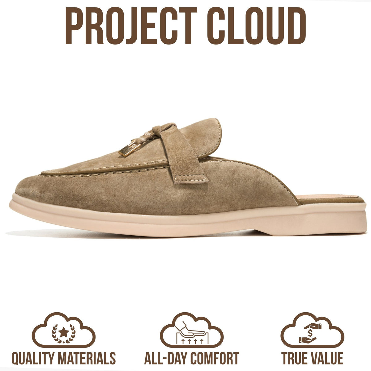 Project Cloud Women's | 100% Genuine Leather Mules | Memory Foam Insole | Lightweight | Non-Slip - Illustrious