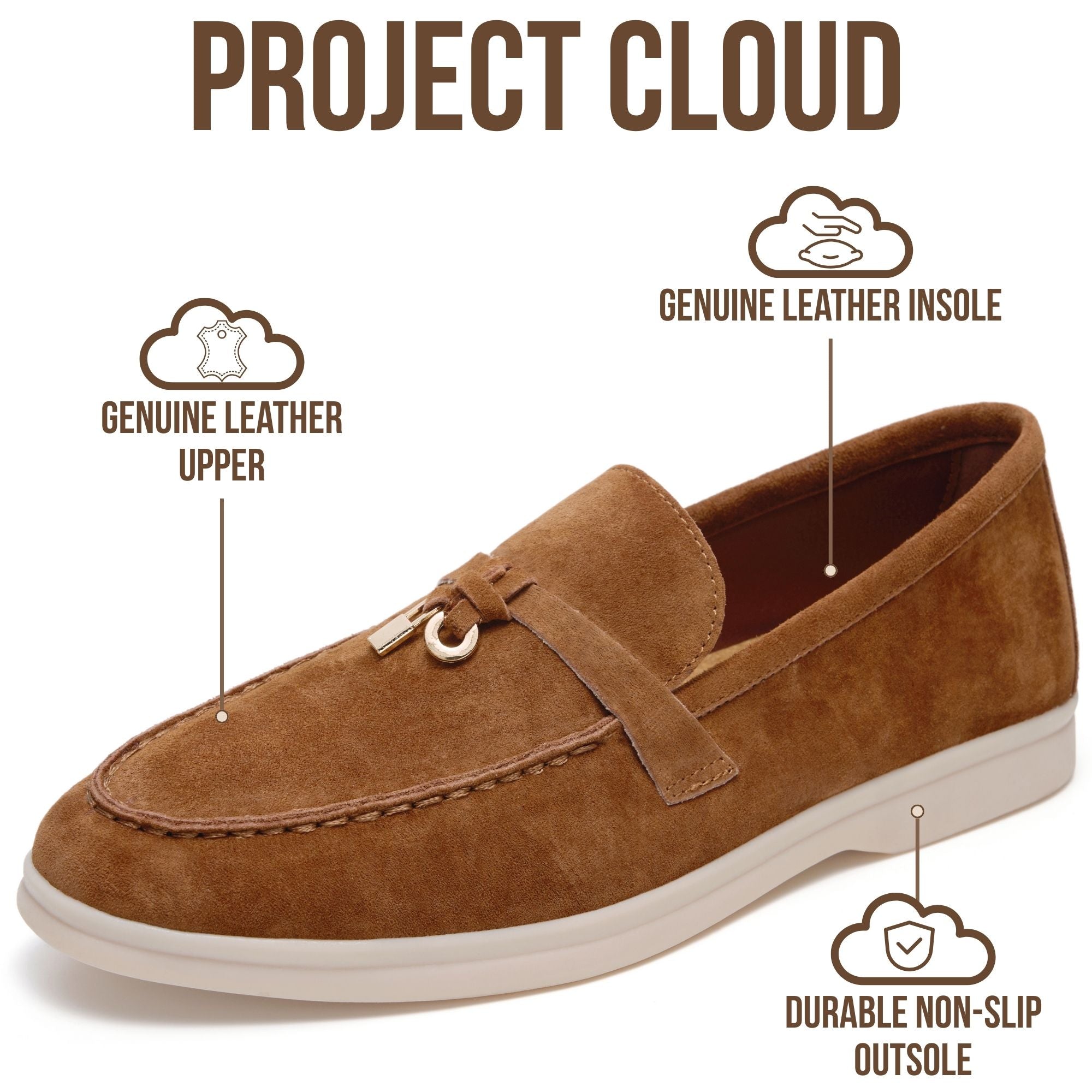 Project Cloud Women's | Moccasins Penny Loafers for Women | Genuine Leather | Memory Foam | Lightweight | Non-Slip - Iris
