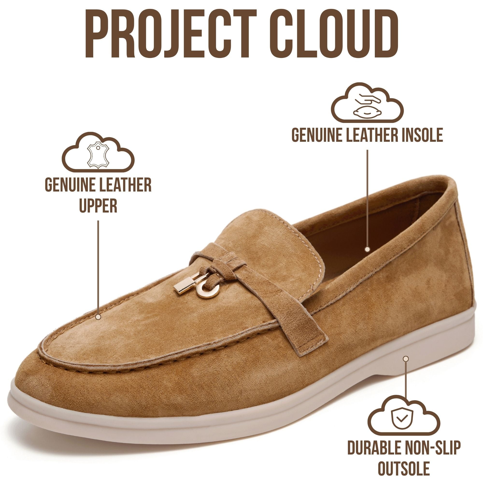 Project Cloud Women's | Moccasins Penny Loafers for Women | Genuine Leather | Memory Foam | Lightweight | Non-Slip - Iris