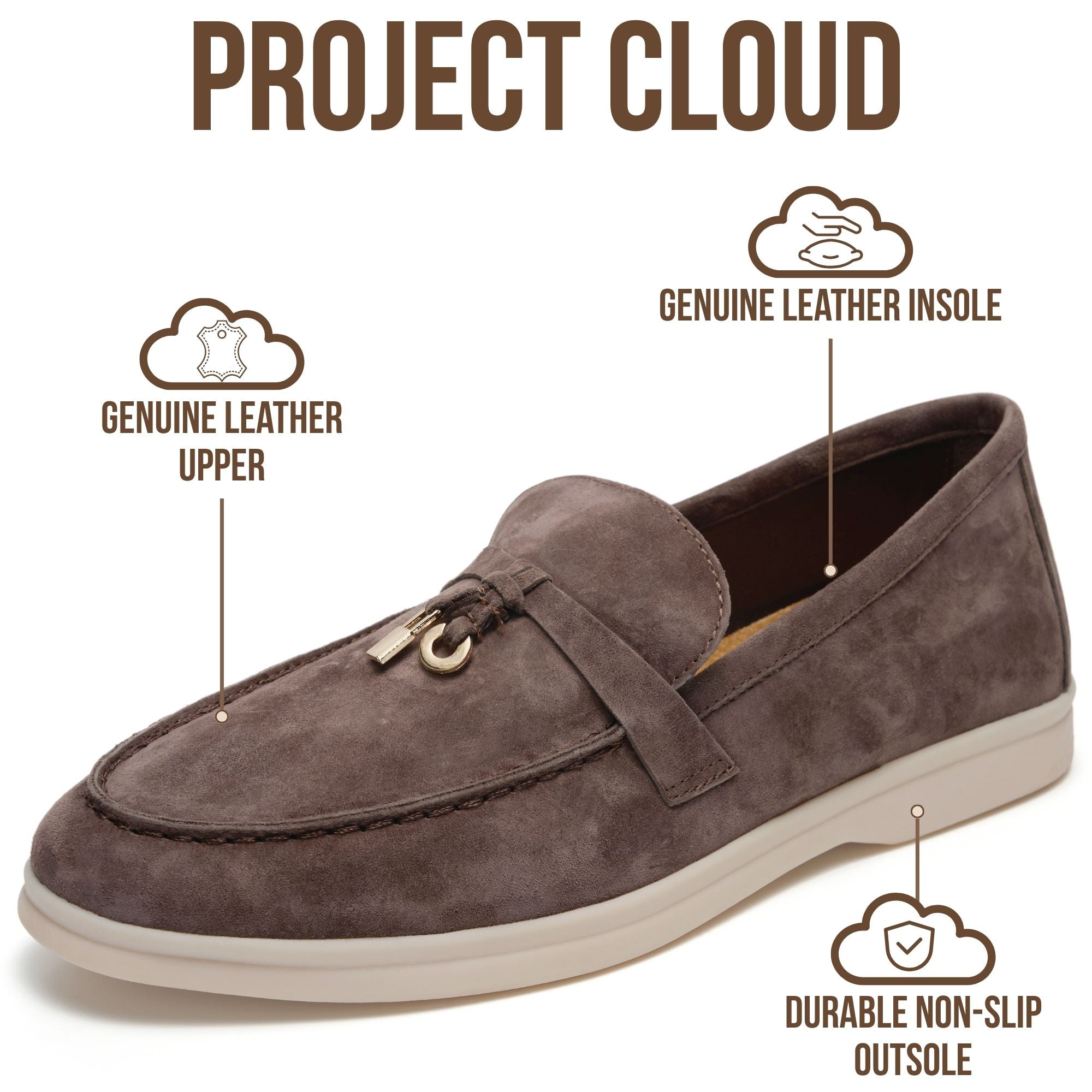 Project Cloud Women's | Moccasins Penny Loafers for Women | Genuine Leather | Memory Foam | Lightweight | Non-Slip - Iris