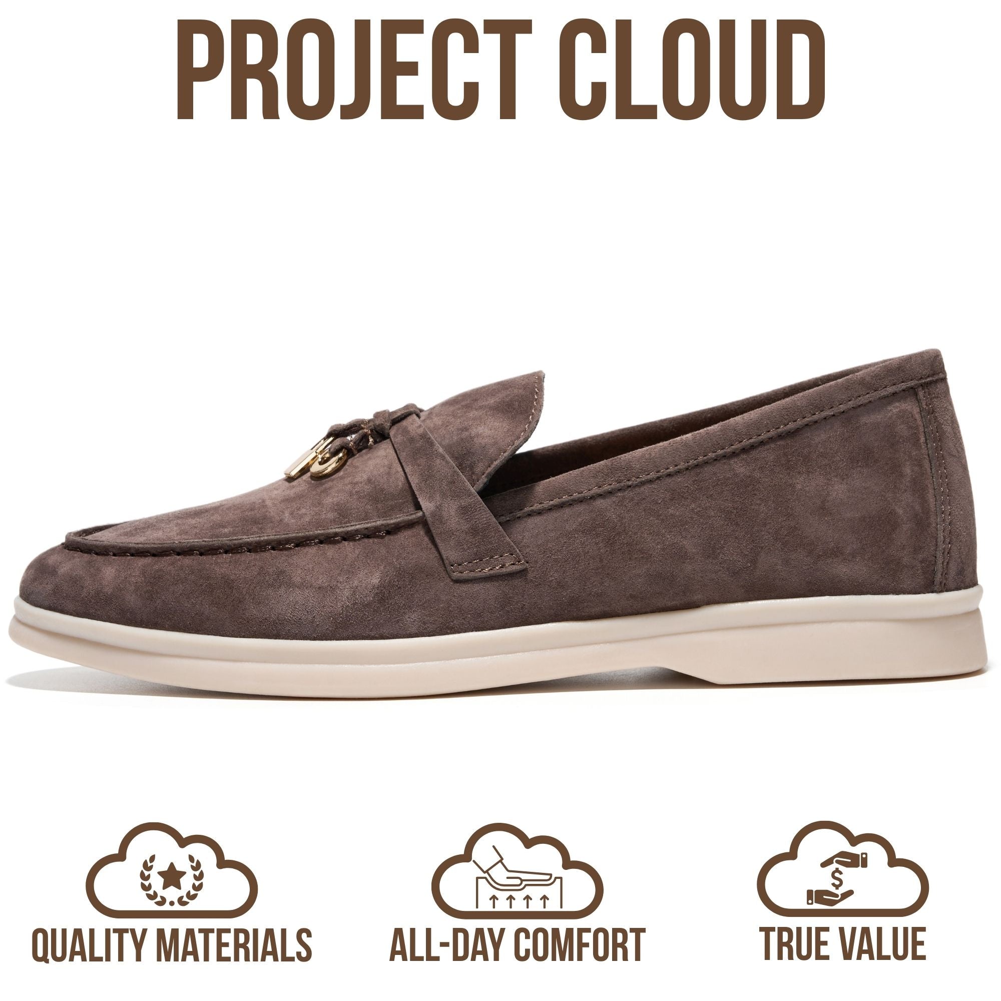 Project Cloud Women's | Moccasins Penny Loafers for Women | Genuine Leather | Memory Foam | Lightweight | Non-Slip - Iris