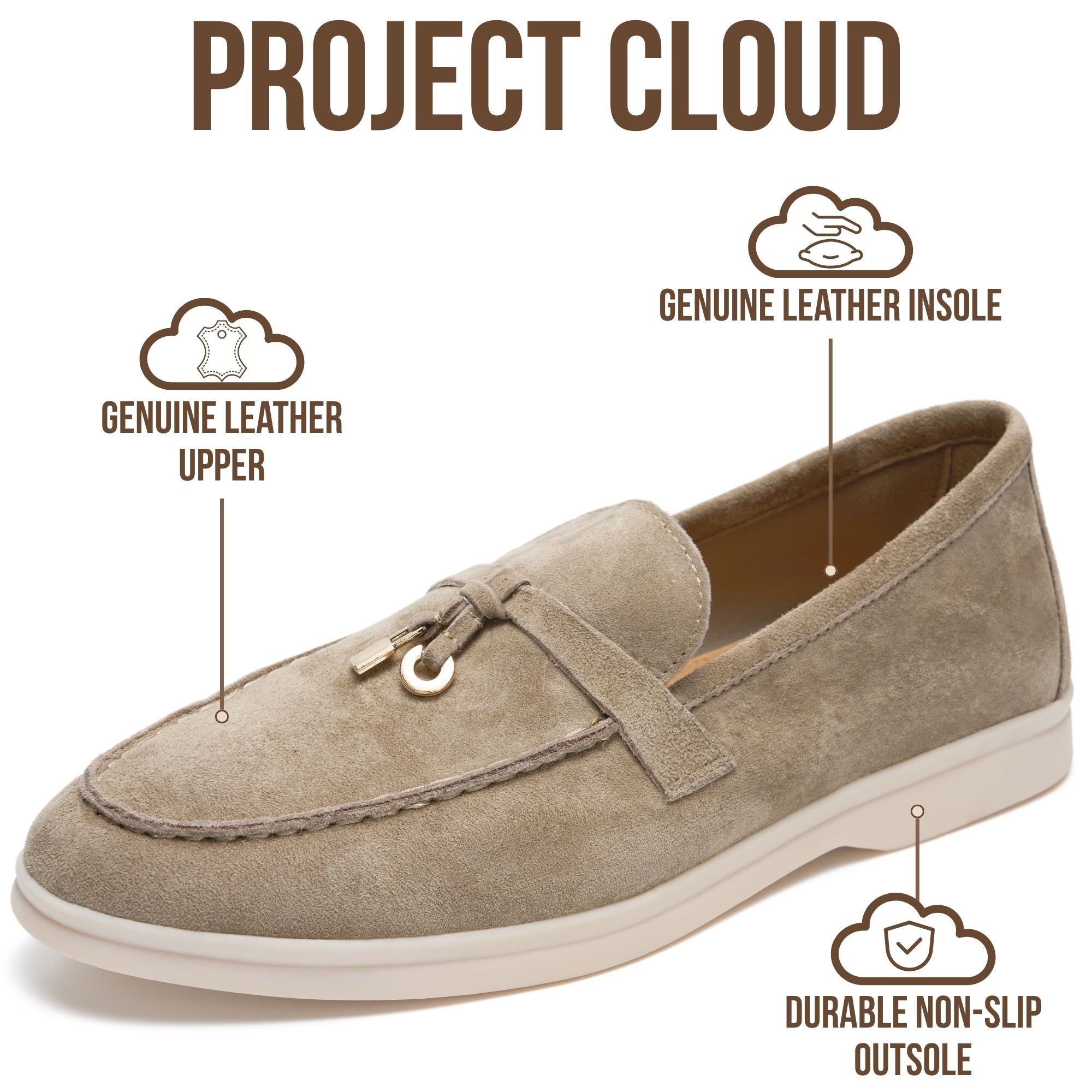Project Cloud Women's | Moccasins Penny Loafers for Women | Genuine Leather | Memory Foam | Lightweight | Non-Slip - Iris