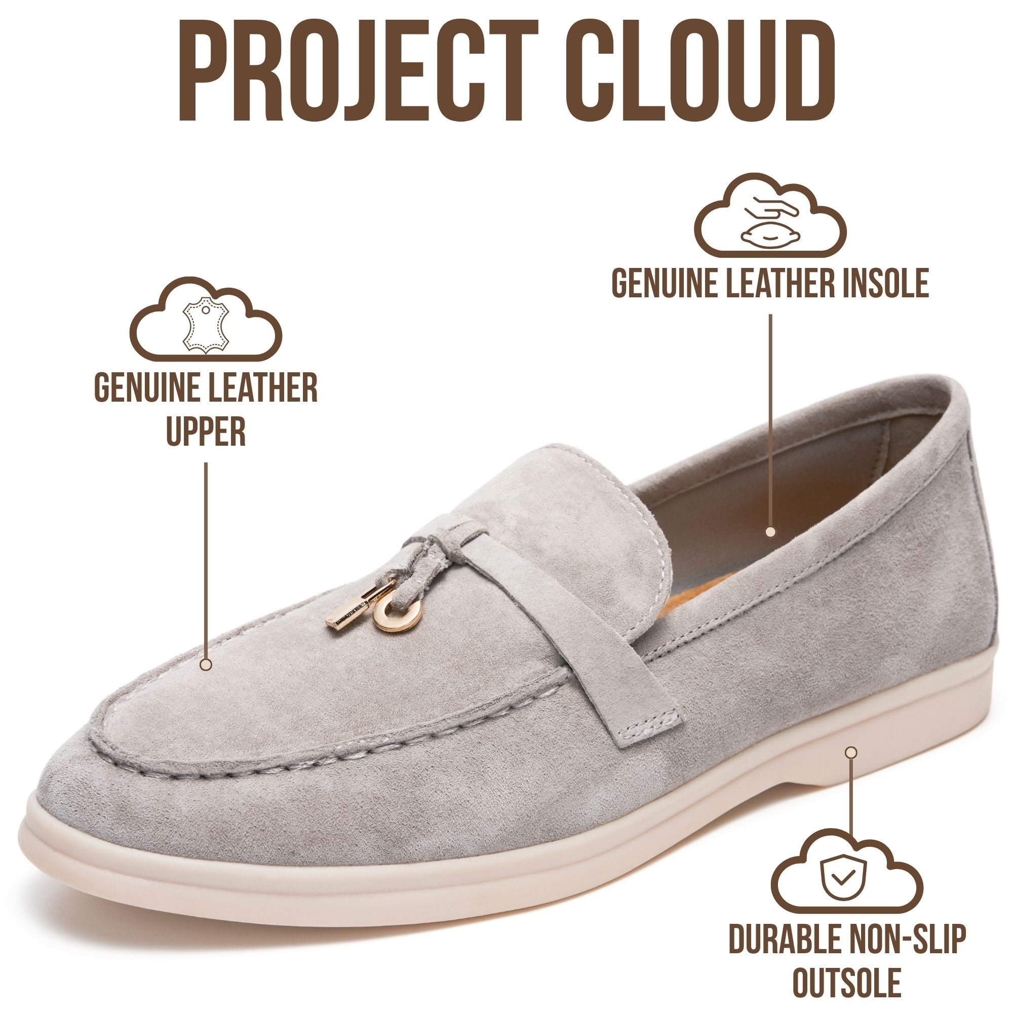 Project Cloud Women's | Moccasins Penny Loafers for Women | Genuine Leather | Memory Foam | Lightweight | Non-Slip - Iris
