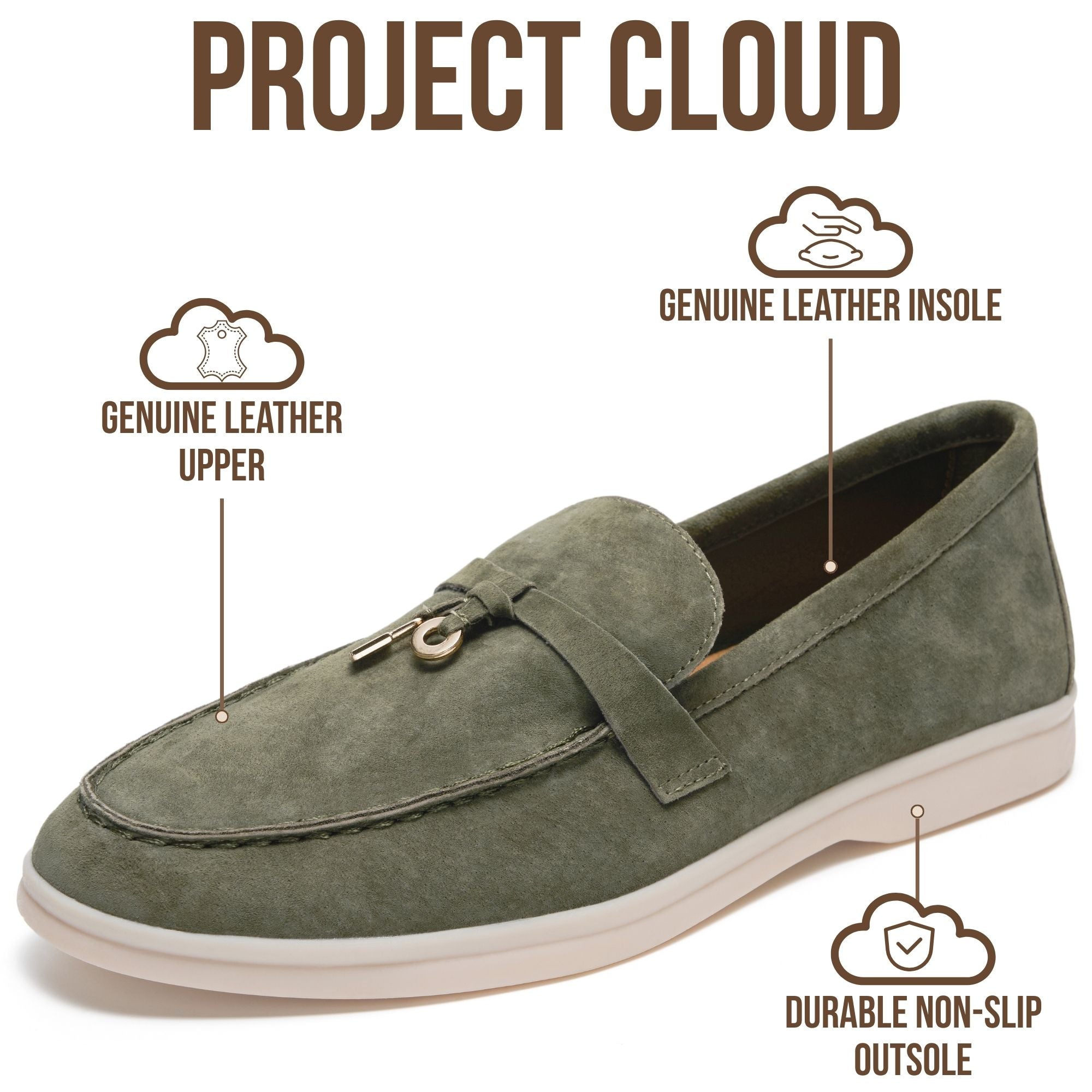 Project Cloud Women's | Moccasins Penny Loafers for Women | Genuine Leather | Memory Foam | Lightweight | Non-Slip - Iris
