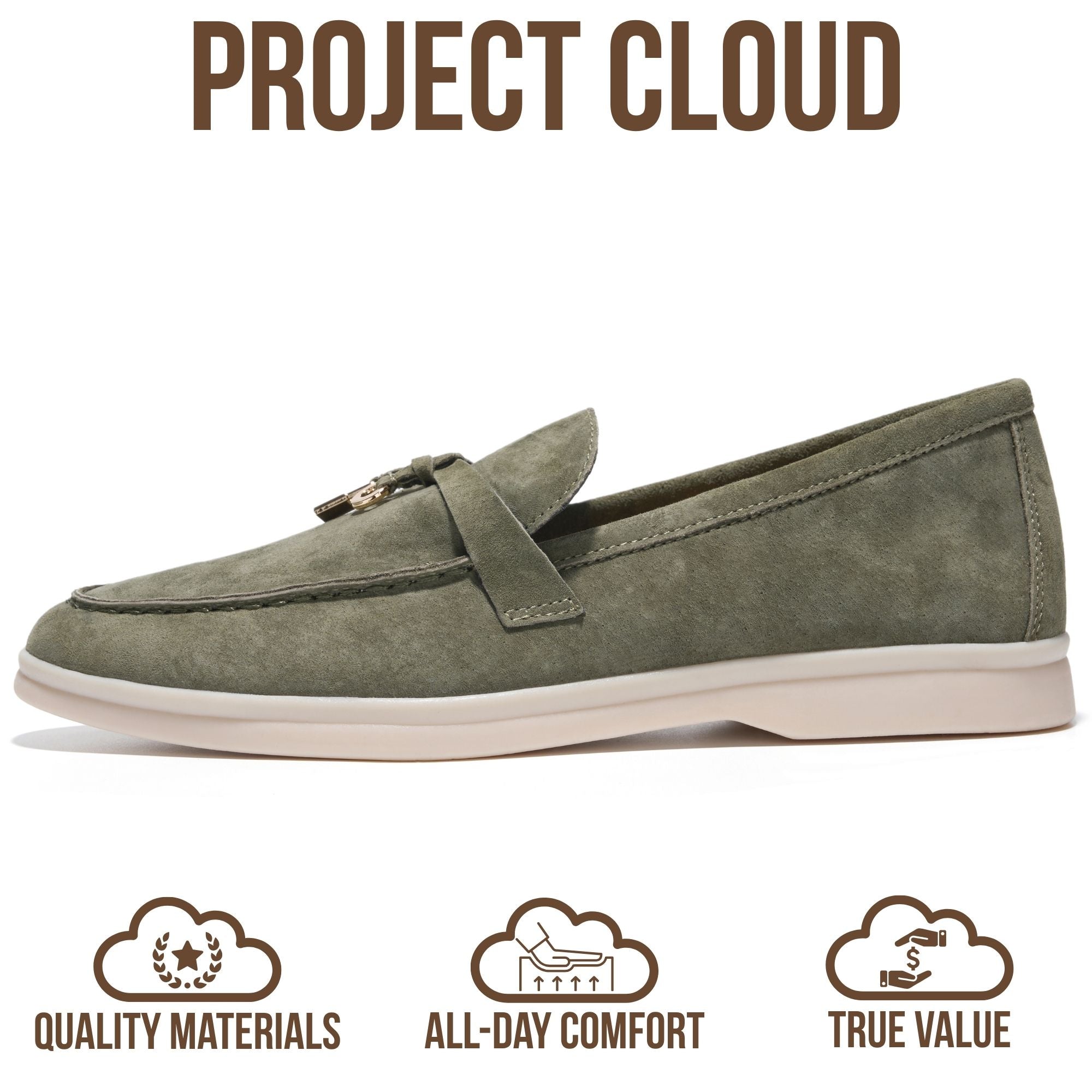 Project Cloud Women's | Moccasins Penny Loafers for Women | Genuine Leather | Memory Foam | Lightweight | Non-Slip - Iris