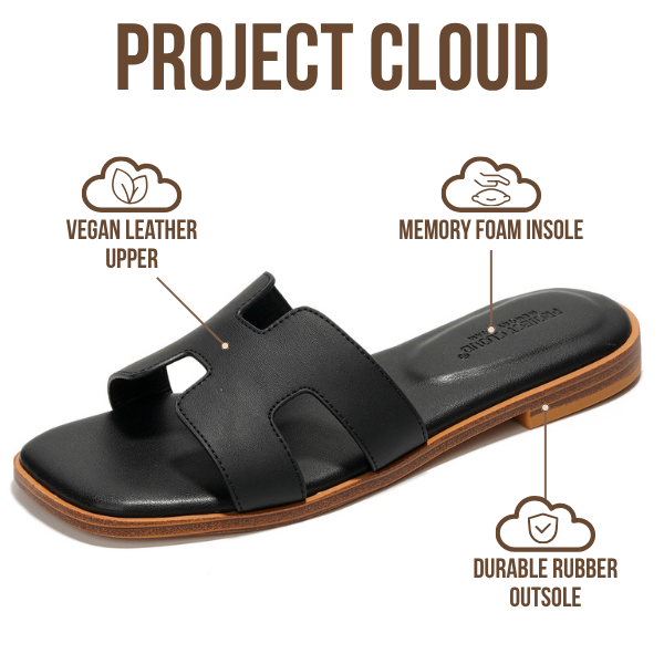 Project Cloud | "Jannel" Women Flat Summer Sandals | Genuine Leather | Memory Foam | Lightweight | Non-Slip