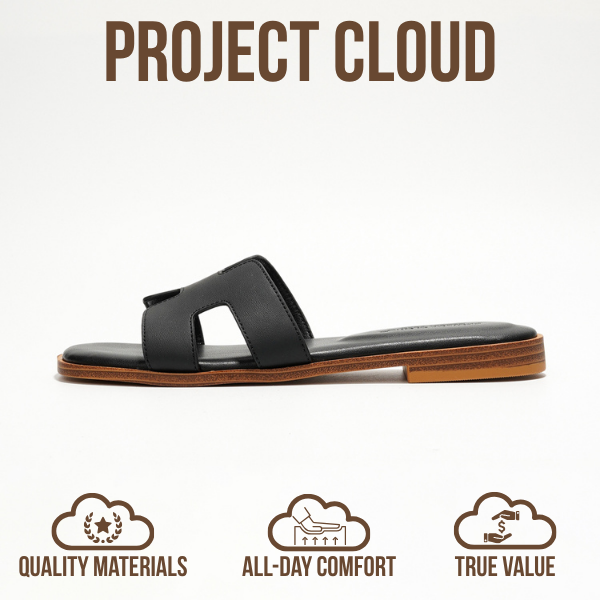 Project Cloud | "Jannel" Women Flat Summer Sandals | Genuine Leather | Memory Foam | Lightweight | Non-Slip