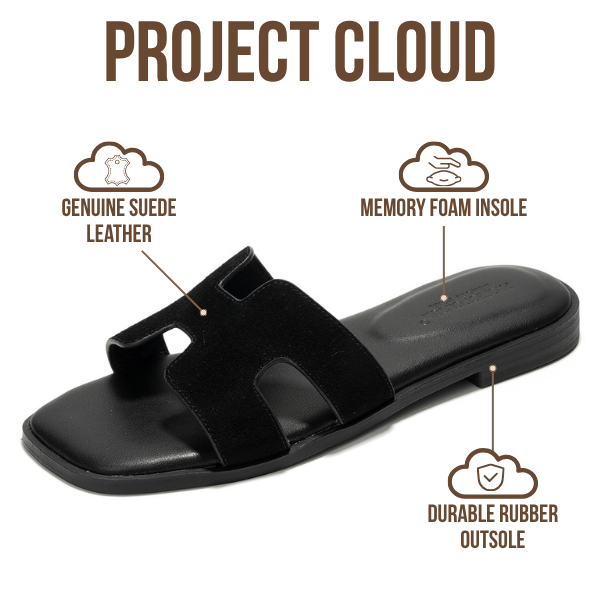 Project Cloud | "Jannel" Women Flat Summer Sandals | Genuine Leather | Memory Foam | Lightweight | Non-Slip