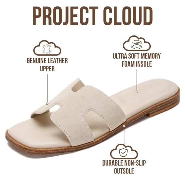 Project Cloud Women's | Genuine Leather Flat Summer Sandals | Memory Foam | Lightweight | Non-Slip - Jannel - Project Cloud - Sandals -Shop Project Cloud premium footwear Now!
