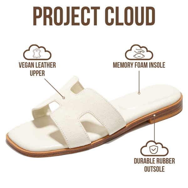 Project Cloud | "Jannel" Women Flat Summer Sandals | Genuine Leather | Memory Foam | Lightweight | Non-Slip