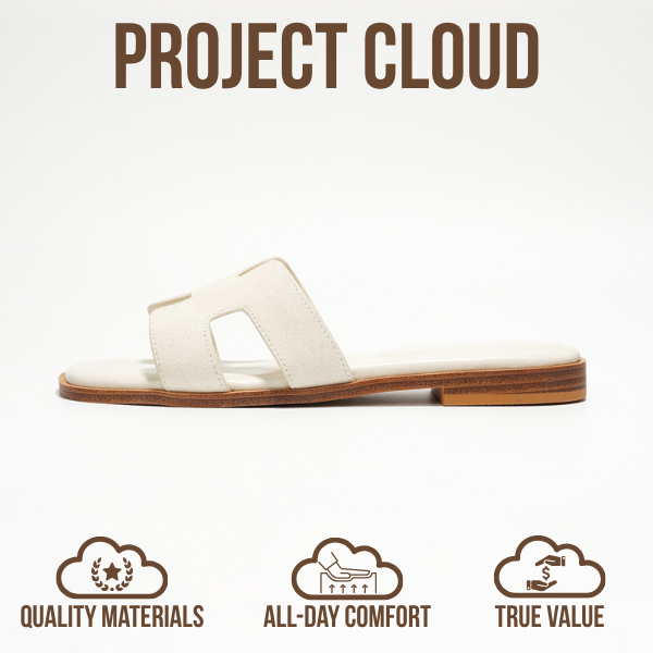 Project Cloud | "Jannel" Women Flat Summer Sandals | Genuine Leather | Memory Foam | Lightweight | Non-Slip