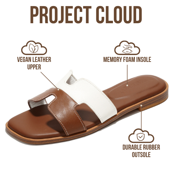 Project Cloud | "Jannel" Women Flat Summer Sandals | Genuine Leather | Memory Foam | Lightweight | Non-Slip