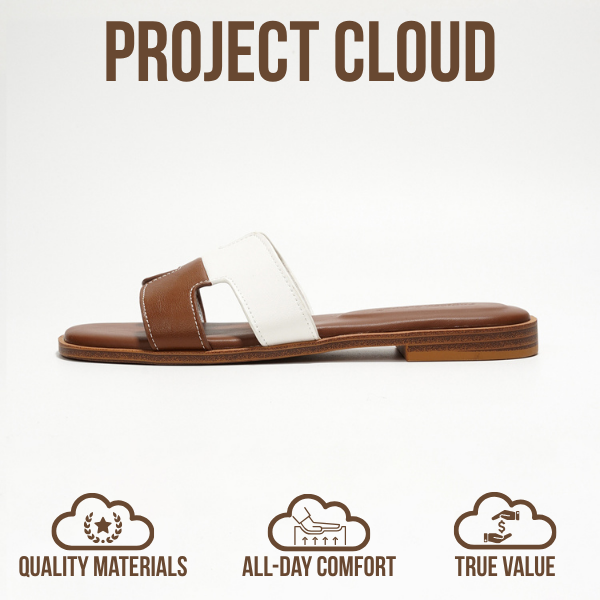 Project Cloud | "Jannel" Women Flat Summer Sandals | Genuine Leather | Memory Foam | Lightweight | Non-Slip