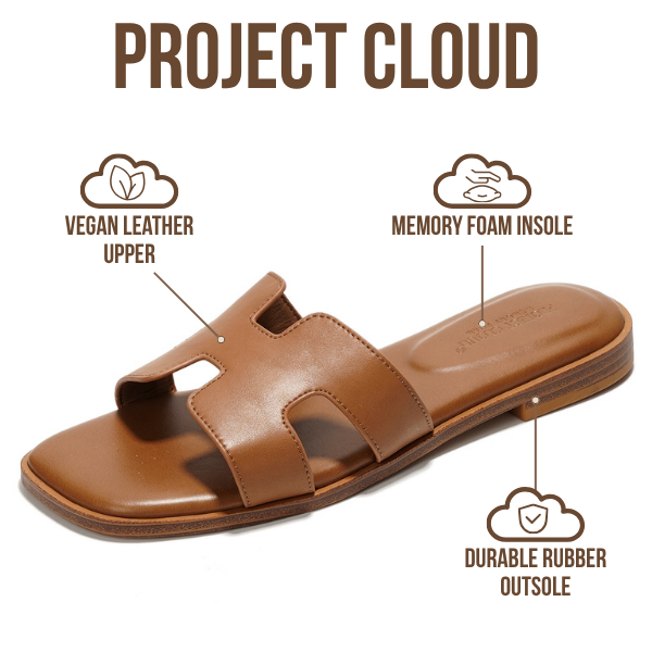 Project Cloud | "Jannel" Women Flat Summer Sandals | Genuine Leather | Memory Foam | Lightweight | Non-Slip