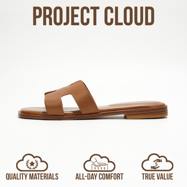 Project Cloud | "Jannel" Women Flat Summer Sandals | Genuine Leather | Memory Foam | Lightweight | Non-Slip